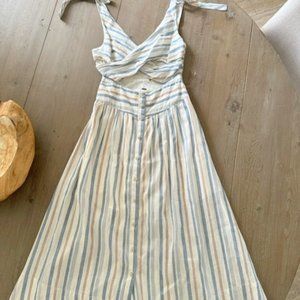Free People Multicolored Striped Linen Cotton Dress Size 2